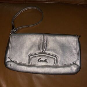Coach Metallic Silver Wristlet
